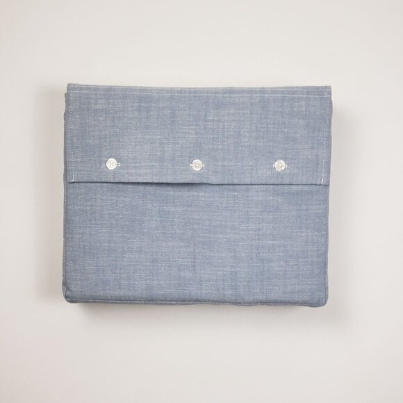 Ralph Lauren Home Workshirt Chambray Queen Flat Sheet Blue 100% Cotton 108 x 96 - Picture 6 of 16